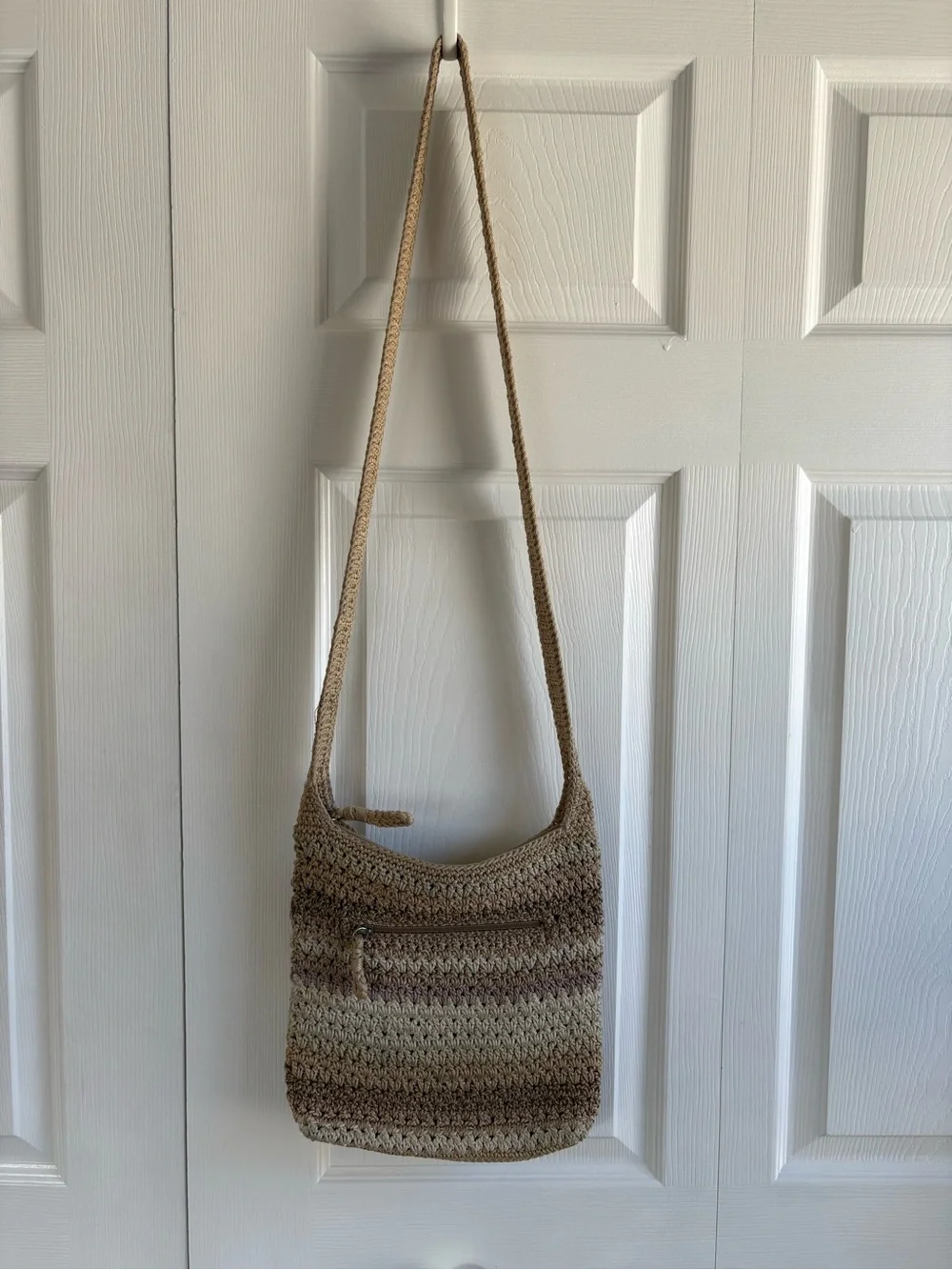 The Sak Riviera Lumi Beige Crochet Crossbody Bag Boho Resort Festival Travel